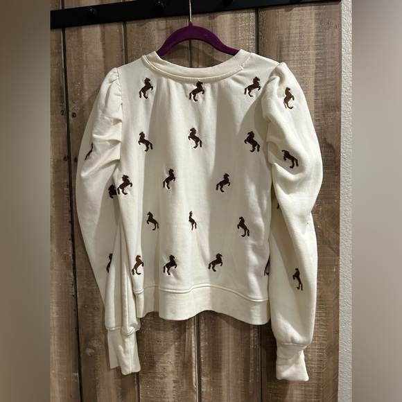 Maeve Puff-Sleeve Embroidered Sweatshirt, M - Picture 9 of 12